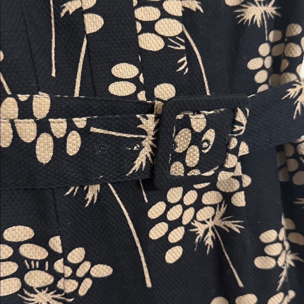 Boden Black tan Floral Mini Dress textured Shift women 4P waist belt office - Picture 5 of 10